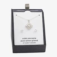 Sparkle Allure Womens Cubic Zirconia Pure Silver Over Brass Diamond 2-pc. Jewelry Set
