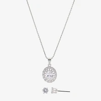 Sparkle Allure Womens Cubic Zirconia Pure Silver Over Brass Oval 2-pc. Jewelry Set