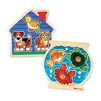 Melissa & Doug Fish And Pets Jumbo Knob Bundle 2-pc. Non-Toxic Puzzle
