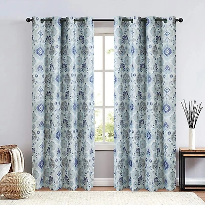 Max Blackout Baylor Print Grommet Top Energy Saving 100% Single Curtain Panel