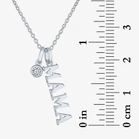 Diamond Accent "Mama" (G-H / Si2-I1) Womens Lab Grown White Sterling Silver 18 Inch Pendant Necklace