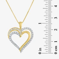 (G-H / I1-I2) Womens 1/2 CT. T.W. Lab Grown White Diamond 14K Gold Over Silver Heart 18 Inch Pendant Necklace