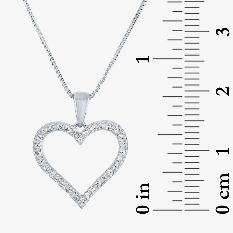 (G-H / I1-I2) Womens 1/10 CT. T.W. Lab Grown White Diamond Sterling Silver Heart 18 Inch Pendant Necklace