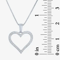 (G-H / I1-I2) Womens 1/10 CT. T.W. Lab Grown White Diamond Sterling Silver Heart 18 Inch Pendant Necklace