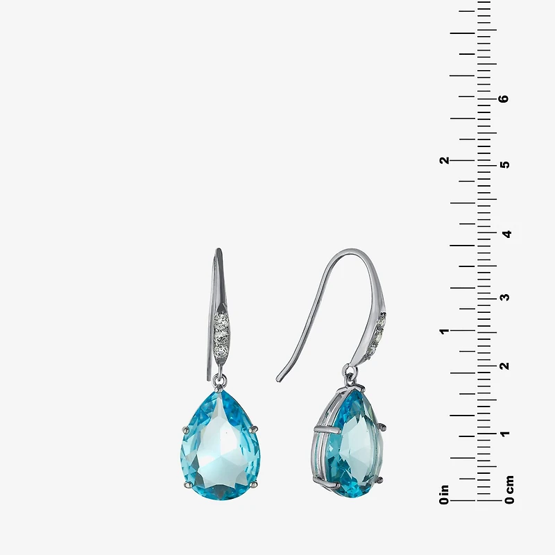 Sparkle Allure Womens Cubic Zirconia Pure Silver Over Brass Oval Drop Earrings