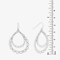 Silver Reflections Scalloped Womens Pure Silver Over Brass Drop Earrings