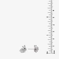 Silver Treasures Bunny Multi Color Crystal Sterling Silver 12.1mm Stud Earrings