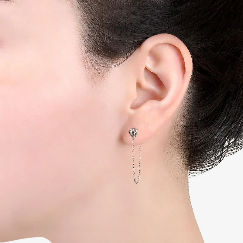 Silver Treasures Sterling Silver Knot Drop Earrings