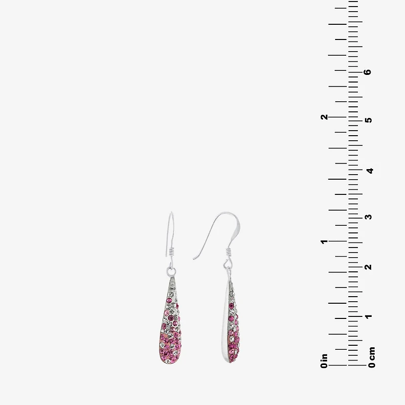Silver Treasures Ombre Womens Multi Color Crystal Sterling Drop Earrings