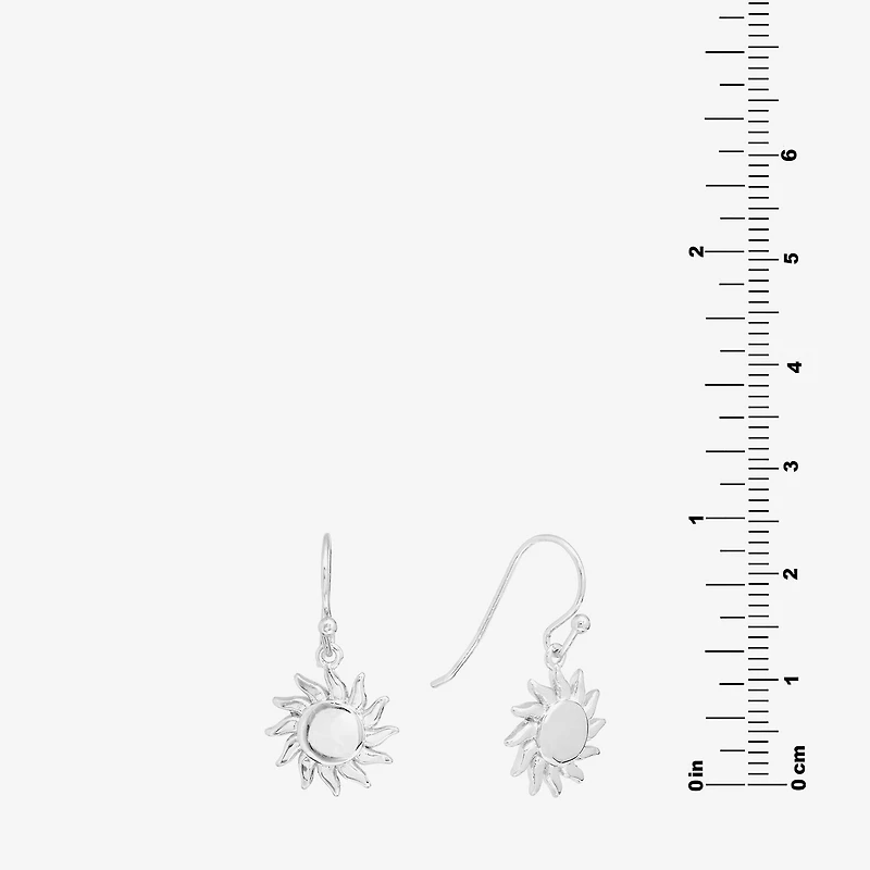 Silver Reflections Sun Womens Pure Silver Over Brass Drop Earrings
