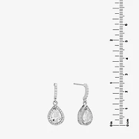 Sparkle Allure Halo Womens Crystal Pure Silver Over Brass Drop Earrings