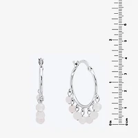 Sparkle Allure Genuine Stone Beaded Womens Pink 32.5mm Hoop Earrings