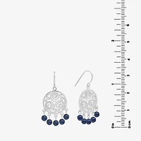 Sparkle Allure Filigree Genuine Stone Beaded Womens Pink Pure Silver Over Brass Drop Earrings