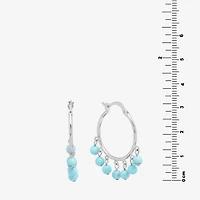 Sparkle Allure Genuine Stone Beaded Womens Pink 32.5mm Hoop Earrings