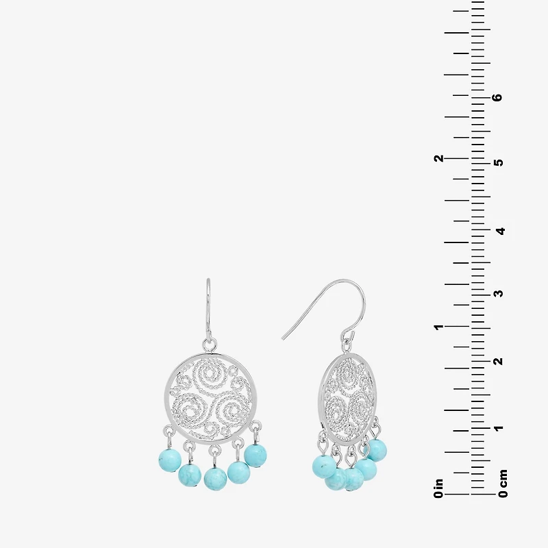 Sparkle Allure Filigree Genuine Stone Beaded Womens Pink Pure Silver Over Brass Drop Earrings