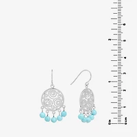 Sparkle Allure Filigree Genuine Stone Beaded Womens Pink Pure Silver Over Brass Drop Earrings