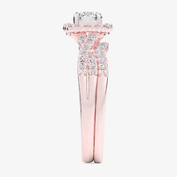 Signature By Modern Bride (G-H / Si1-Si2) Womens 7/8 CT. T.W. Lab Grown White Diamond 10K Gold Side Stone Halo Bridal Set