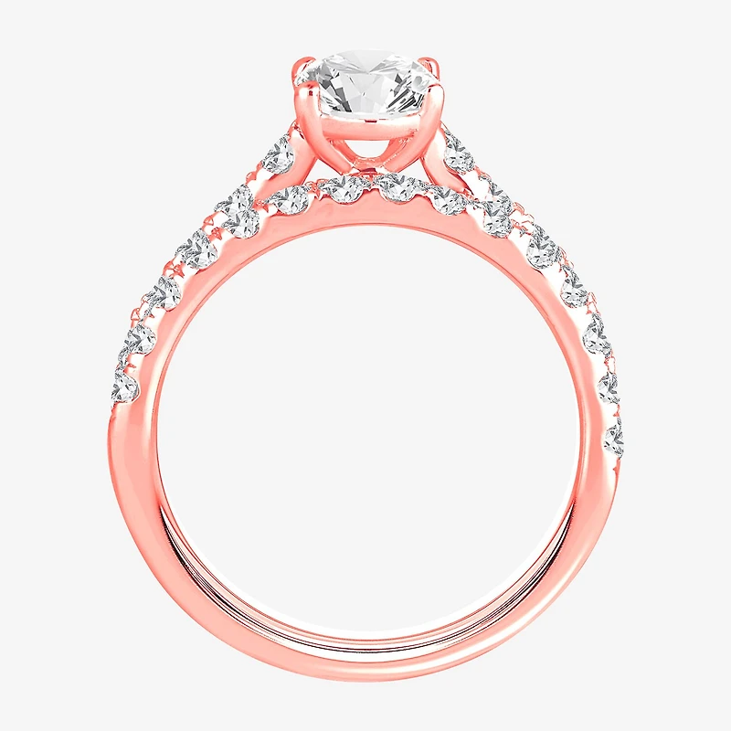 Signature By Modern Bride (H-I / Si1-Si2) Womens 2 CT. T.W. Lab Grown White Diamond 10K Gold Oval Bridal Set