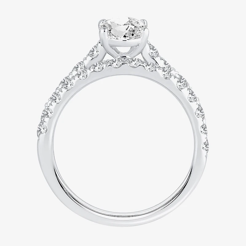 Signature By Modern Bride (H-I / Si1-Si2) Womens 2 CT. T.W. Lab Grown White Diamond 10K Gold Oval Bridal Set