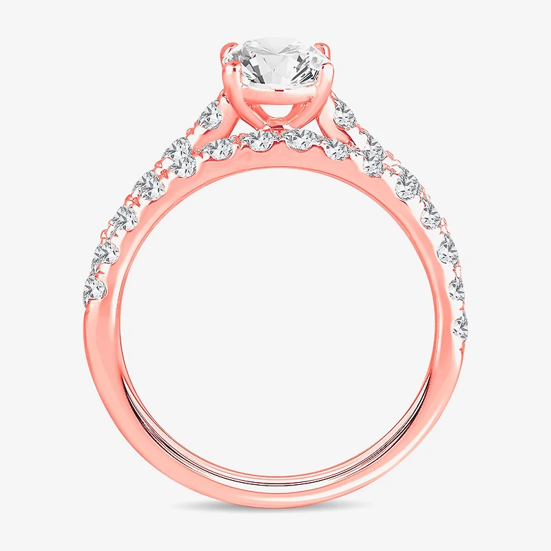 Signature By Modern Bride (H-I / Si1-Si2) Womens 2 CT. T.W. Lab Grown White Diamond 14K Gold Oval Bridal Set