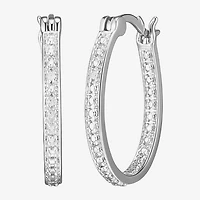 Sparkle Allure Diamond Accent Silver Over Brass Round Hoop Earrings