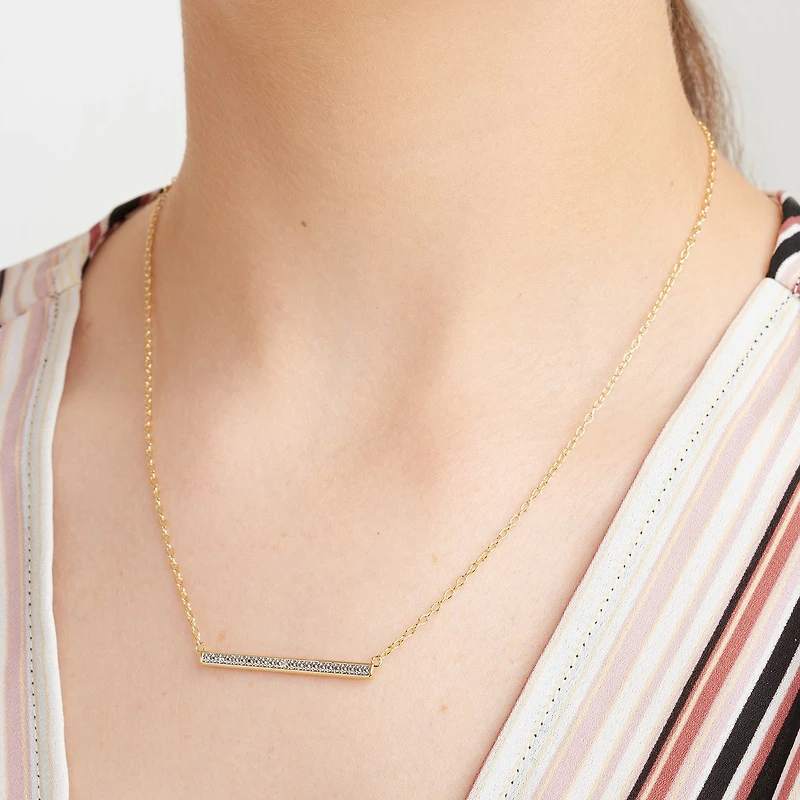 Sparkle Allure Diamond Accent 18K Gold Over Brass 18 Inch Cable Rectangular Pendant Necklace