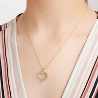 Sparkle Allure Internet Catalog Womens Natural White Diamond Accent 18K Gold Over Brass Heart 18 Inch Pendant Necklace