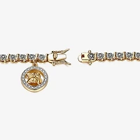 Sparkle Allure 14k Gold Over Bronze Womens Natural Diamond Accent Angel Round 7.25 Inch Tennis Bracelet