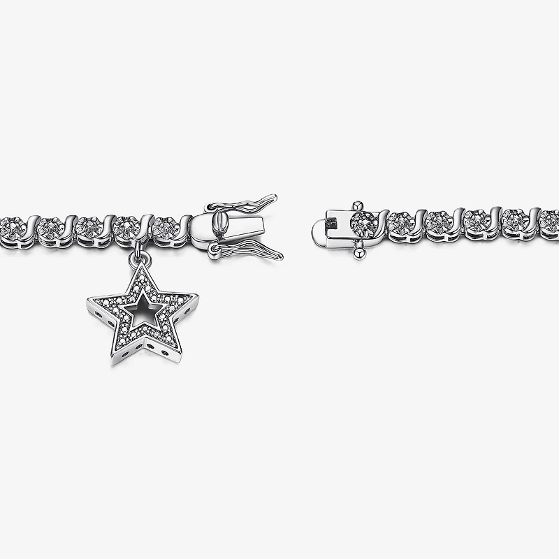 Sparkle Allure Pure Silver Over Bronze Womens Natural Diamond Accent Pure Silver Over Bronze Round Star 7.25 Inch Tennis Bracelet