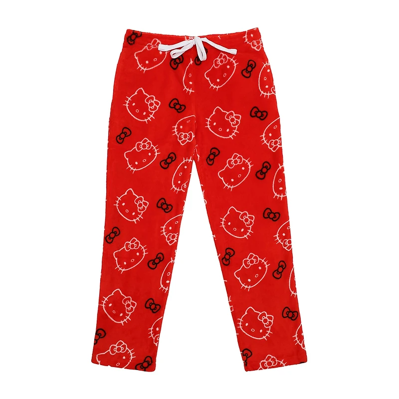 Womens Plush Hello Kitty Pajama Pants