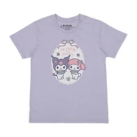 Womens Kuromi Plush Crew Neck Short Sleeve 2-pc. Pajama Set