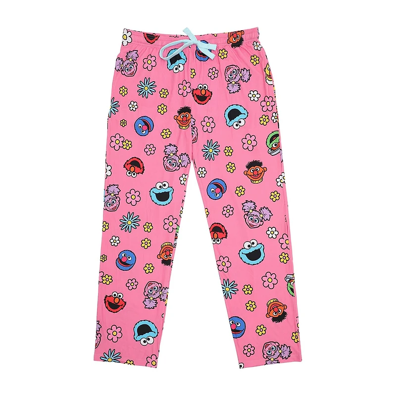 Womens Sesame Street Plush Crew Neck Short Sleeve 2-pc. Pajama Set
