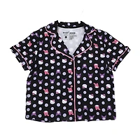 Womens Hello Kitty Plush Crew Neck Short Sleeve 2-pc. Pajama Set