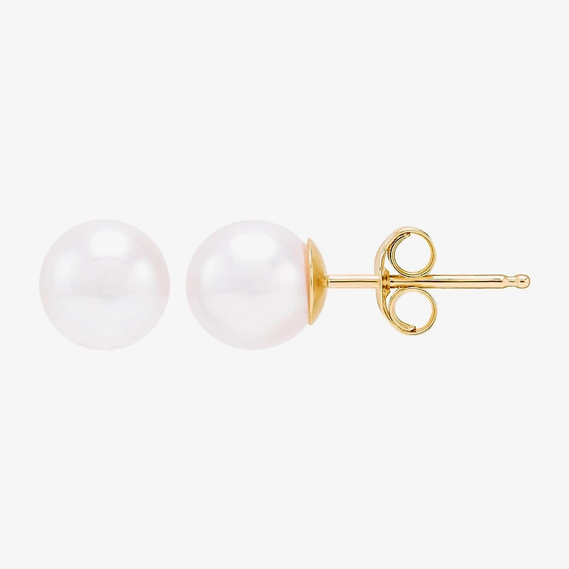 Certified Sofia™ 10K Gold 6-6.5mm Cultured Freshwater Pearl Stud Earrings