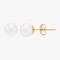 Certified Sofia™ 10K Gold 6-6.5mm Cultured Freshwater Pearl Stud Earrings