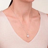Womens Diamond Accent White Cultured Freshwater Pearl Sterling Silver 18 Inch Pendant Necklace