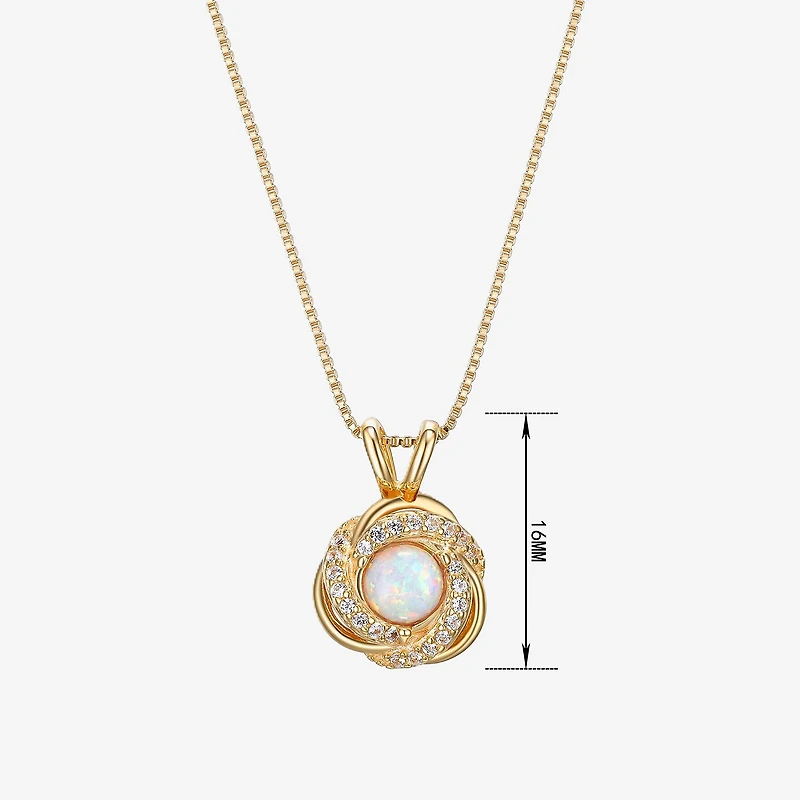 Womens Lab Created White Opal 18K Gold Over Silver 18 Inch Pendant Necklace
