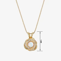 Womens Lab Created White Opal 18K Gold Over Silver 18 Inch Pendant Necklace