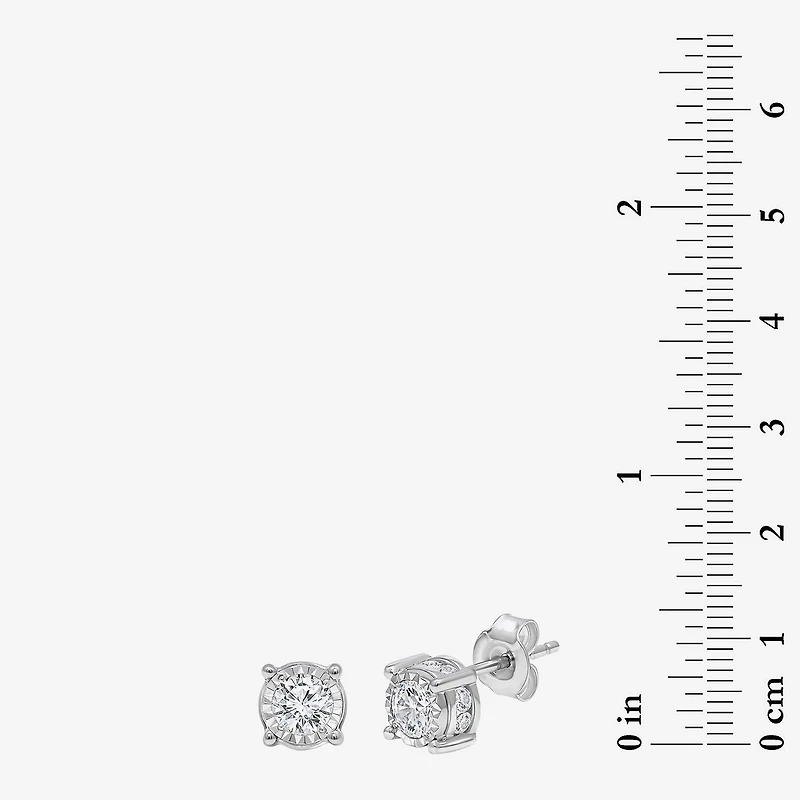 Tru Miracle 1 CT. T.W. Natural Diamond Round Stud Earrings 14K Gold