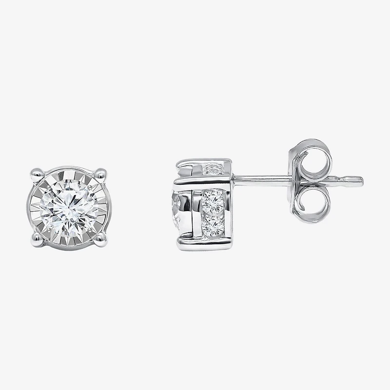 Tru Miracle 1 CT. T.W. Natural Diamond Round Stud Earrings 14K Gold