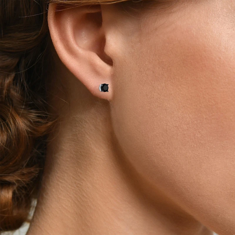 1/2 CT.T.W. Color-Enhanced Black Diamond Studs 10K White Gold