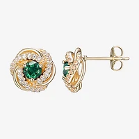 Lab Created Green Quartz 18K Gold Over Silver 15.5mm Knot Stud Earrings