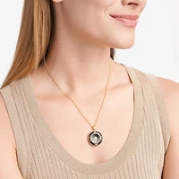 Womens Genuine Black Agate 18K Gold Over Silver 18 Inch Pendant Necklace