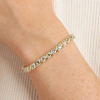 Womens Genuine Blue Topaz 18K Gold Over Silver Tennis Bracelet