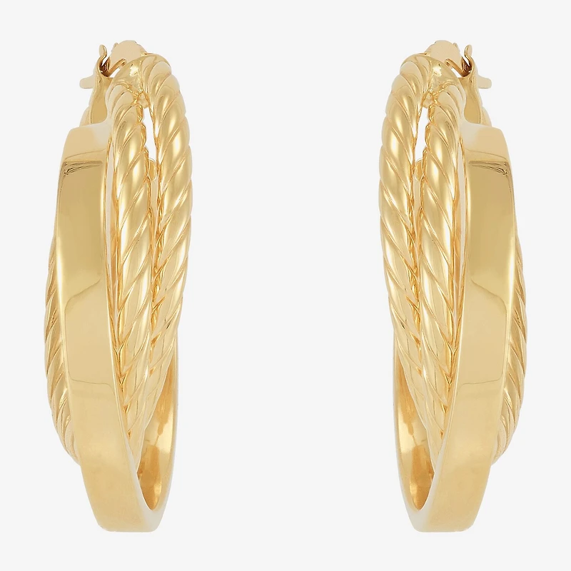 Mia Oro Womens 14K Gold 30mm Round Hoop Earrings
