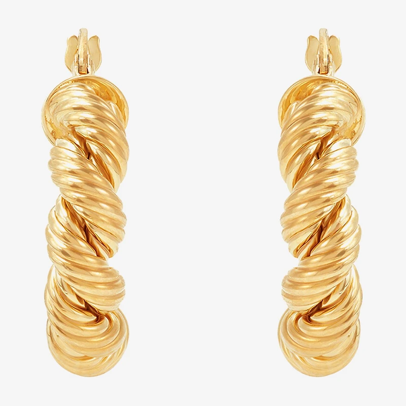 Mia Oro Womens 14K Gold 22mm Round Hoop Earrings