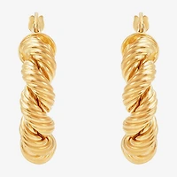 Mia Oro Womens 14K Gold 22mm Round Hoop Earrings