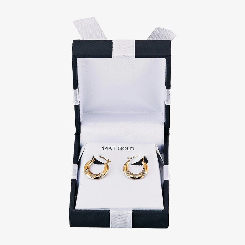 Womens 14K Gold 14.5mm Heart Hoop Earrings
