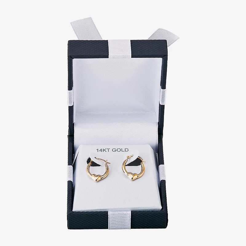 Womens 14K Gold 16.5mm Heart Hoop Earrings