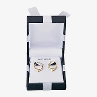 Womens 14K Gold 16.5mm Heart Hoop Earrings